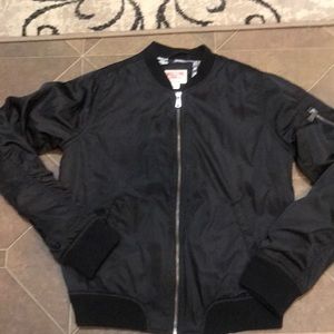 Super cute black bomber jacket!